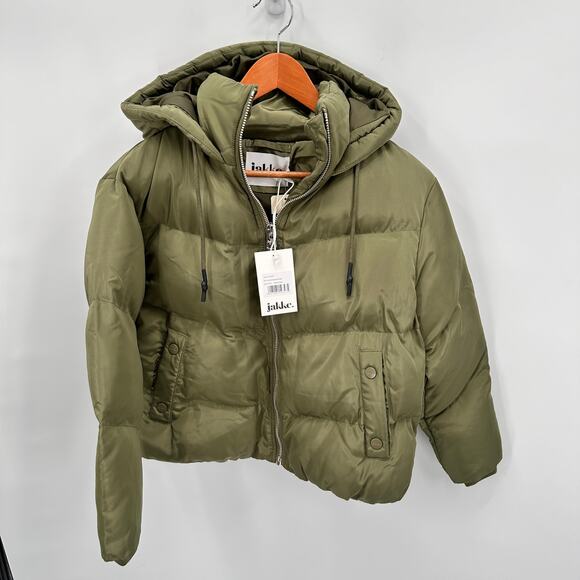 JAKKE NWT Evereve Poppy Recyled Puffer Coat Jacket in Olive Green // XS - Picture 6 of 16